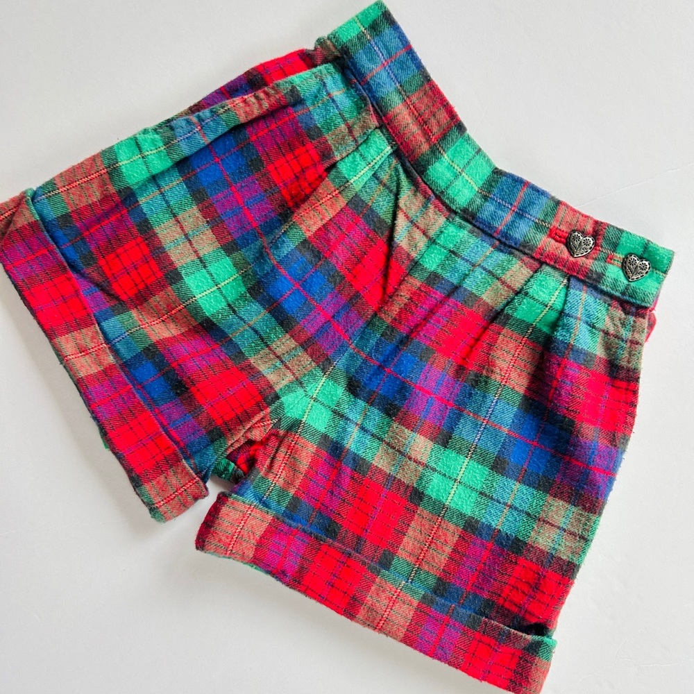 Vintage Hartstrings Plaid Kids Shorts - Red, Green, Blue